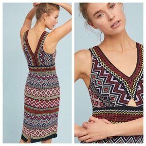 Akemi + Kin Anthtropologie Dress Size 12 Geometric Embroidered Column Sleeveless